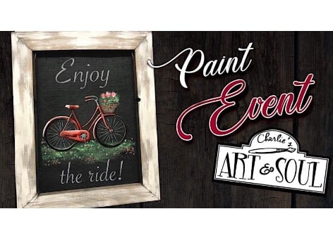 Bike On Screen w/Wooden Frame: Paint Event | Philips Flower & Gift Shop, Mercersburg