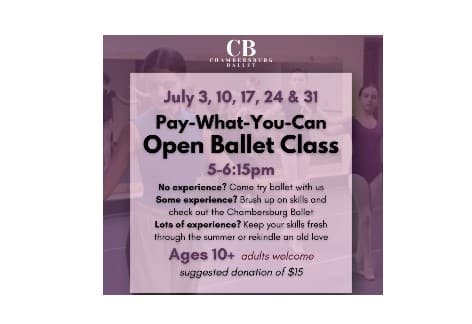 Pay-What-You-Can, Open Ballet Class | Chambersburg Ballet, Chambersburg