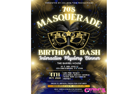 70’s Masquerade Birthday Bash (Interactive Mystery Dinner) | The Barrel House, Chambersburg